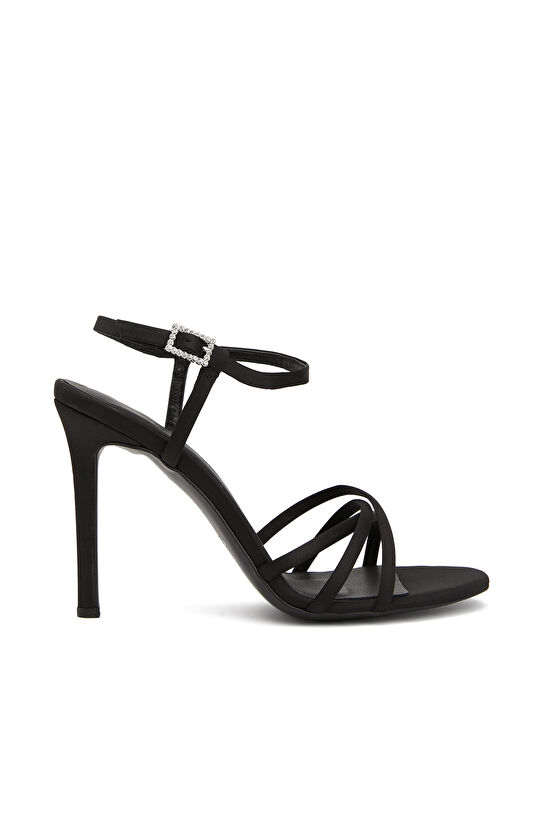 Siyah Kadın Saten Sandalet