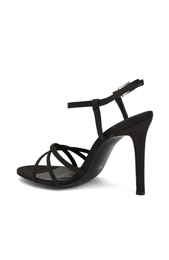 Siyah Kadın Saten Sandalet