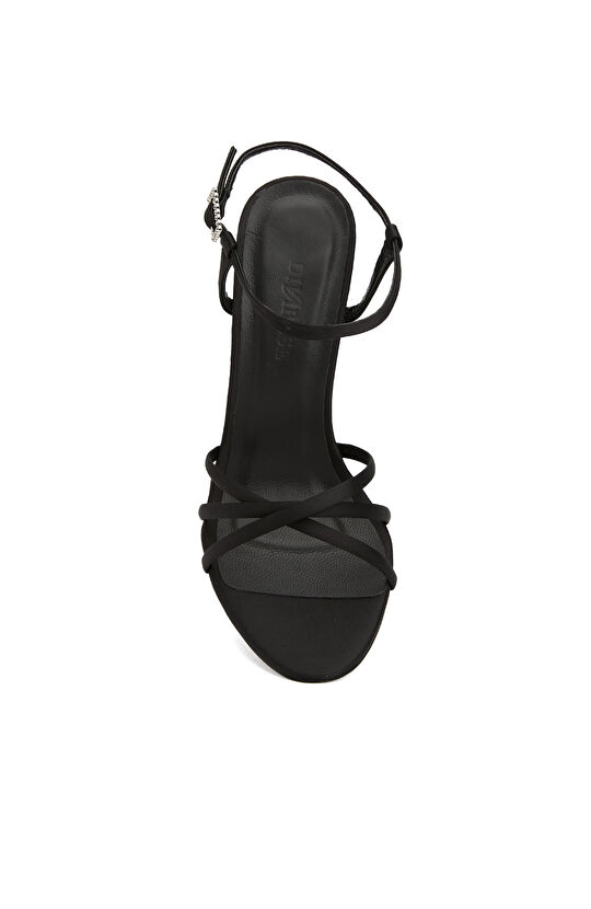 Siyah Kadın Saten Sandalet