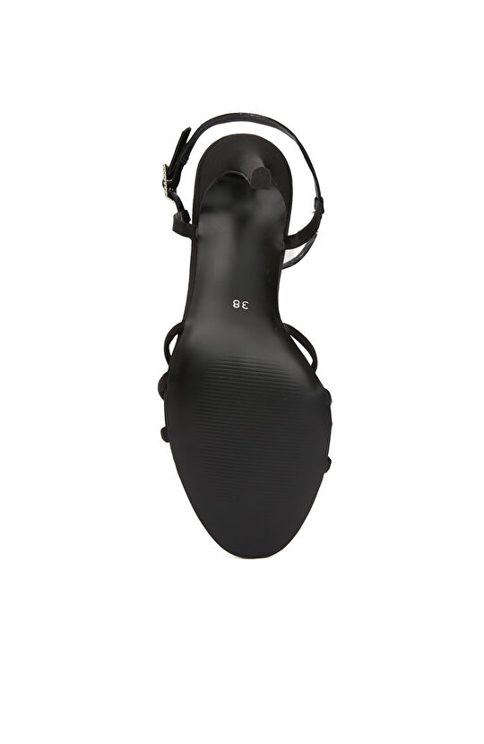 Siyah Kadın Saten Sandalet