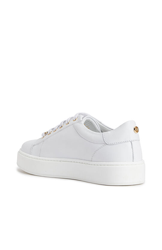 Beyaz Bağcıklı Kadın Deri Sneaker