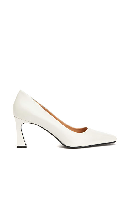 Kırık Beyaz Kadın Deri Stiletto