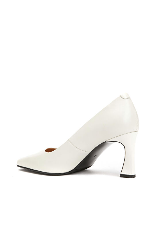Kırık Beyaz Kadın Deri Stiletto
