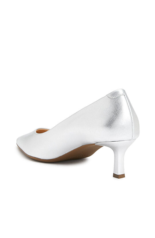 Gümüş Kadın Deri Stiletto