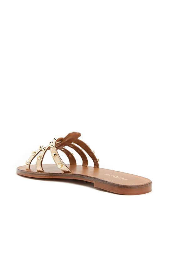 Gold Kadın Deri Terlik