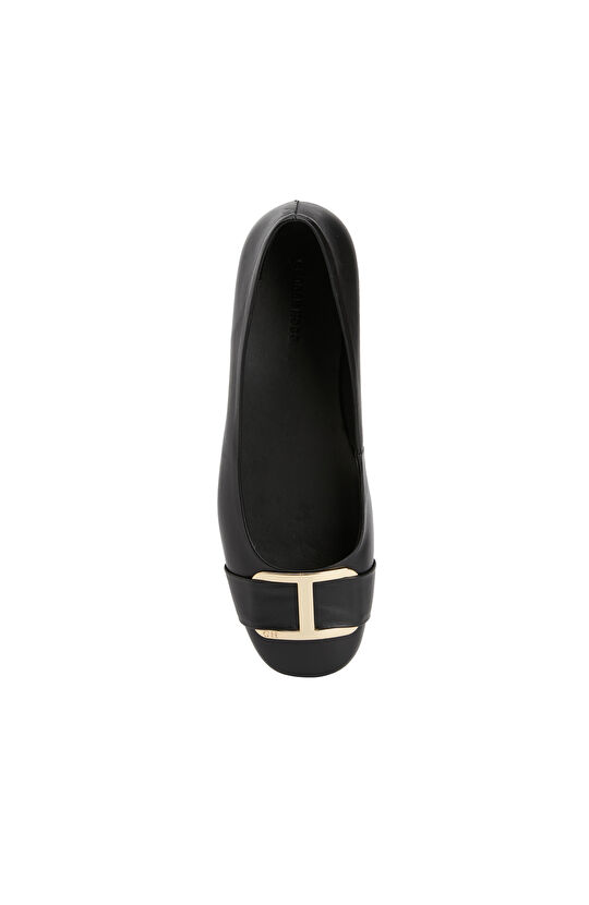 Siyah Kadın Deri Babet