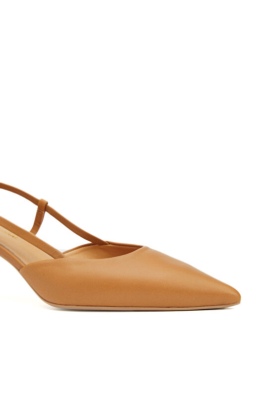 Karamel Deri Kadın Topuklu Ayakkabı