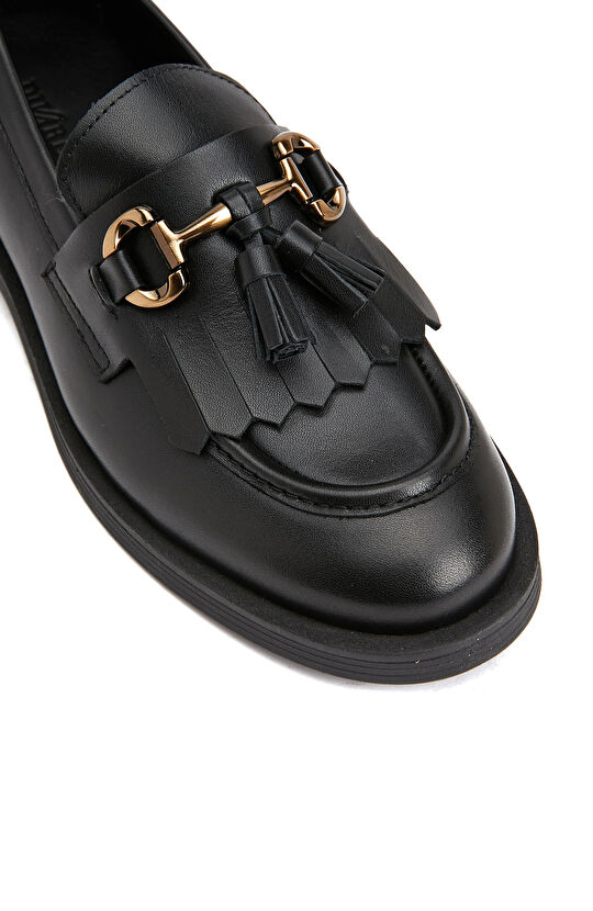Siyah Kadın Deri Loafer