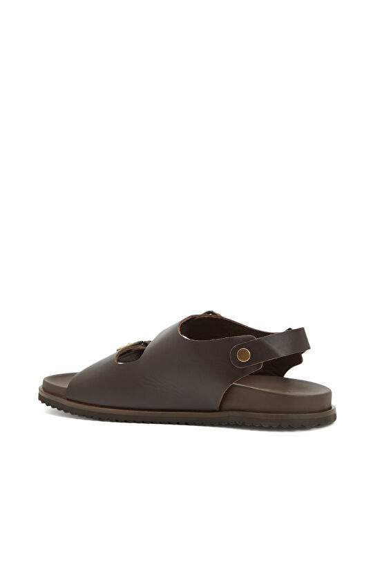 Kahverengi Erkek Deri Sandalet