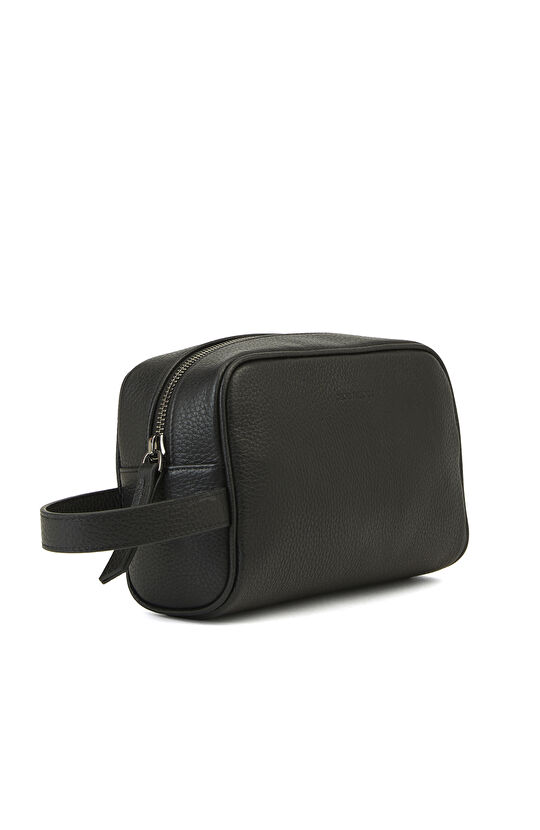 Siyah Deri Kozmetik Çantası