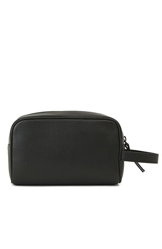 Siyah Deri Kozmetik Çantası