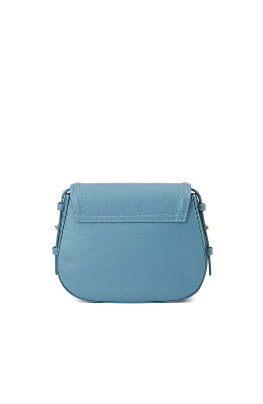 Mavi Desenli Kadın Deri Postacı Çantası