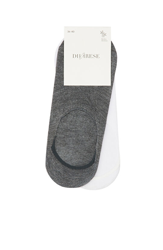 Gri Beyaz 2li Kadın Çorap