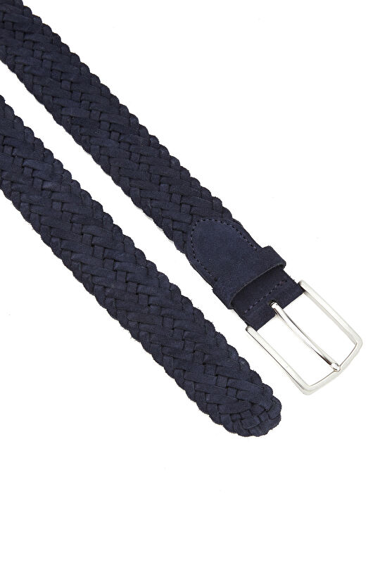 Lacivert Örgü Erkek Süet Kemer