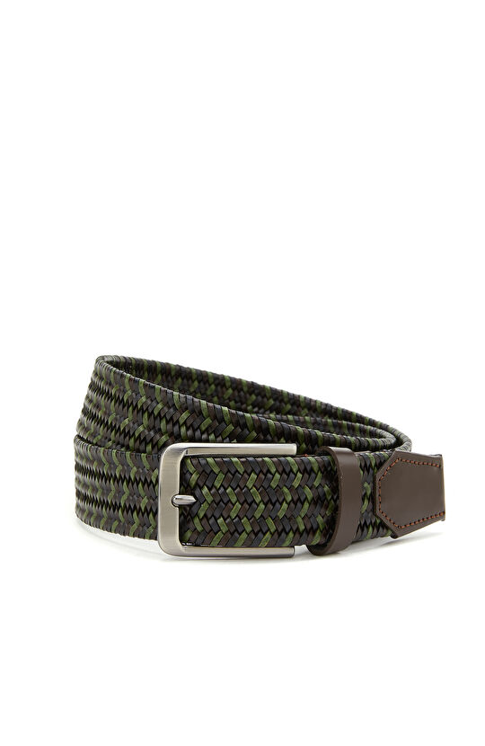 Kahverengi Örgü Erkek Deri Kemer