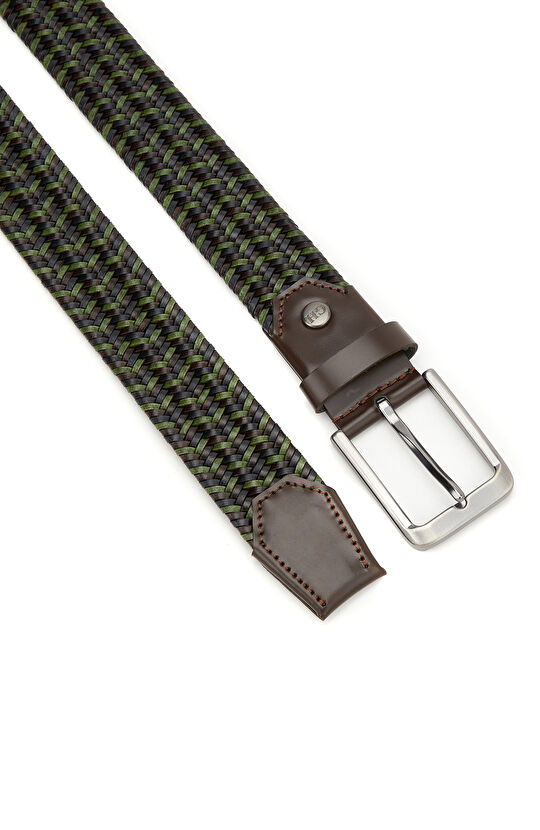 Kahverengi Örgü Erkek Deri Kemer