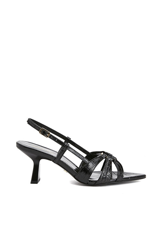 Siyah Kadın Deri Sandalet