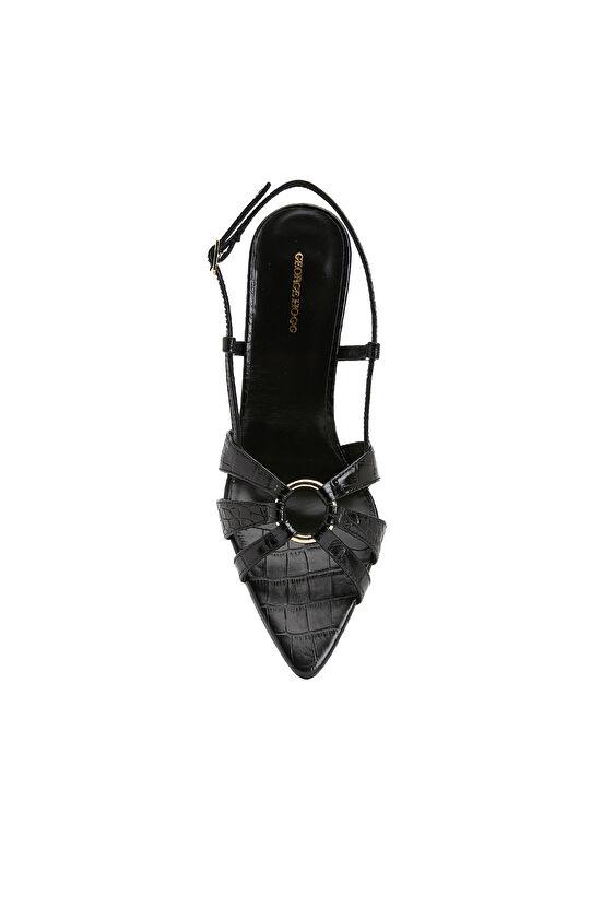 Siyah Kadın Deri Sandalet