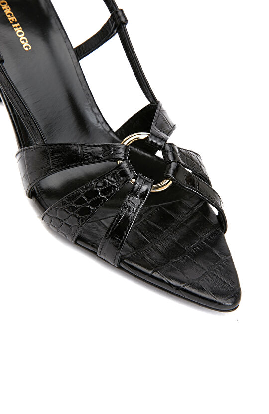 Siyah Kadın Deri Sandalet