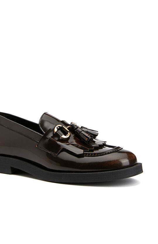 Kahverengi Kadın Deri Loafer