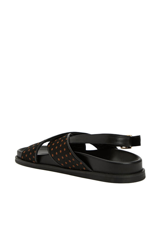 Siyah Leopar Desenli Kadın Sandalet