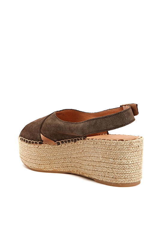 Kahverengi Kadın Deri Espadril