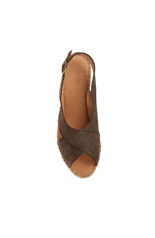 Kahverengi Kadın Deri Espadril