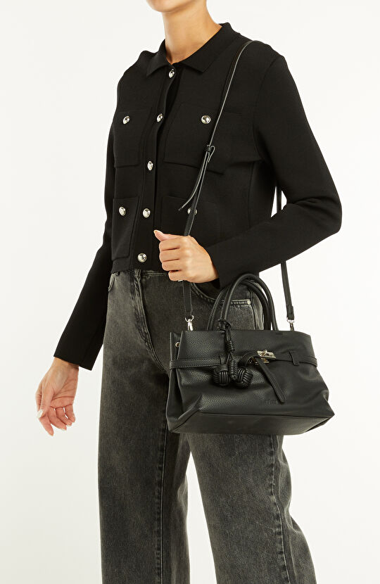 Siyah Baskılı Kadın Büyük Çanta