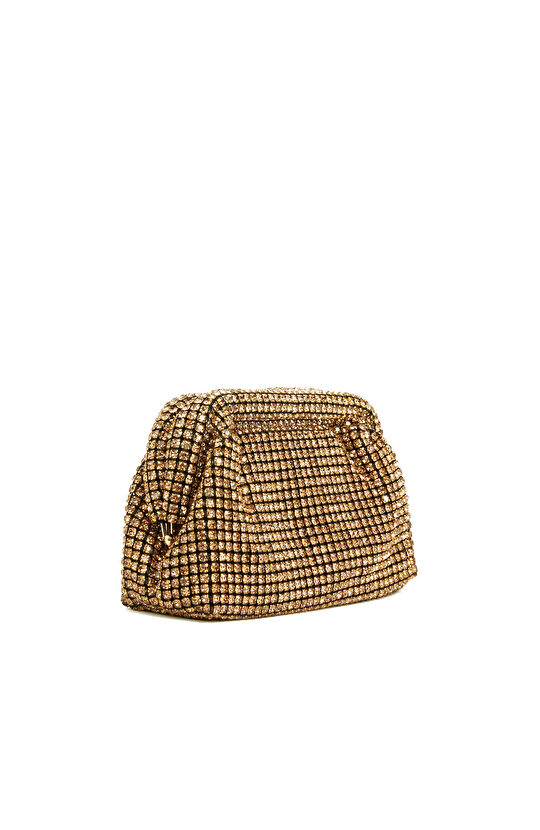 Gold Taşlı Kadın Clutch