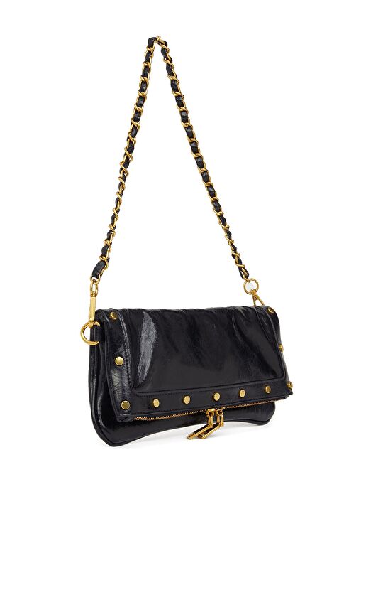 Siyah Kadın Suni Deri Clutch