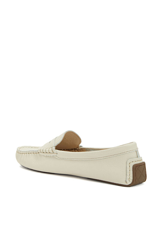 Kırık Beyaz Kadın Deri Loafer