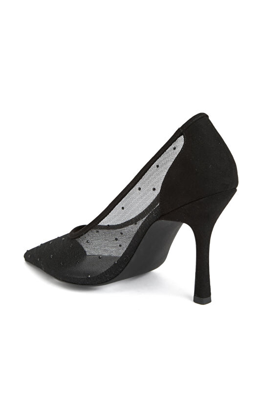 Siyah Taşlı Topuklu Ayakkabı
