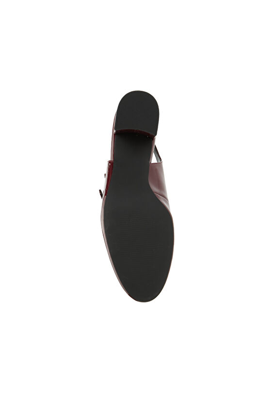 Bordo Kadın Topuklu Rugan Mary Jane Ayakkabı