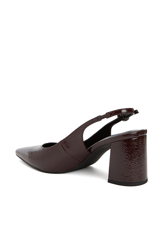 Bordo Deri Topuklu Ayakkabı