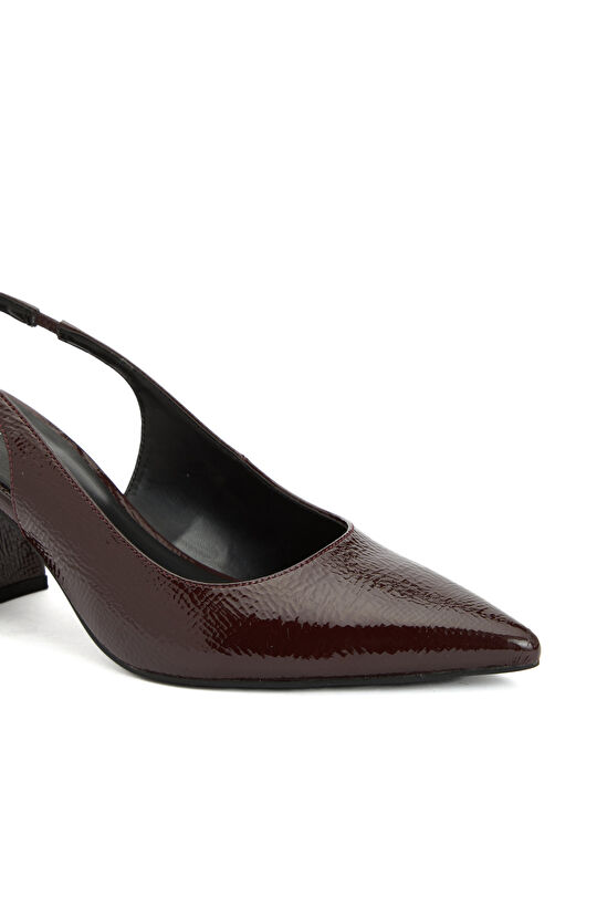 Bordo Deri Topuklu Ayakkabı