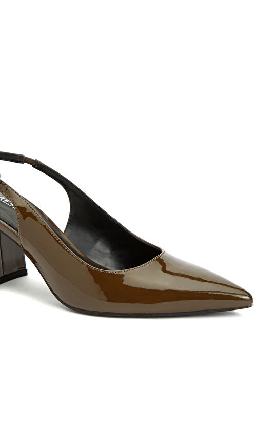 Haki Bantlı Topuklu Ayakkabı