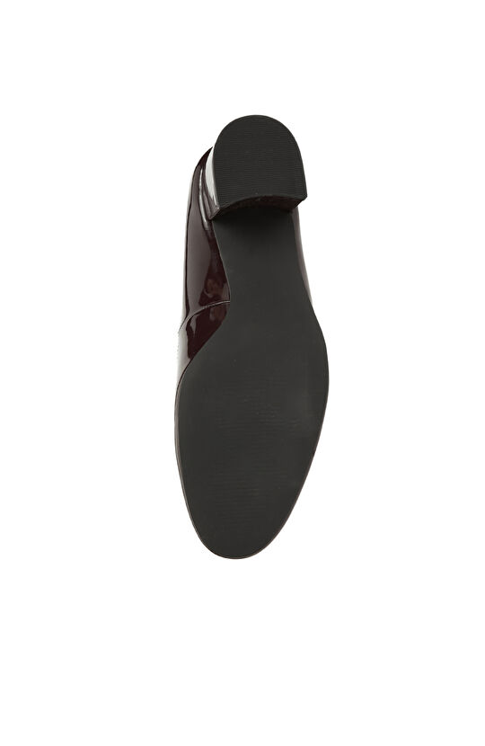 Bordo Kadın Topuklu Rugan Mary Jane Ayakkabı