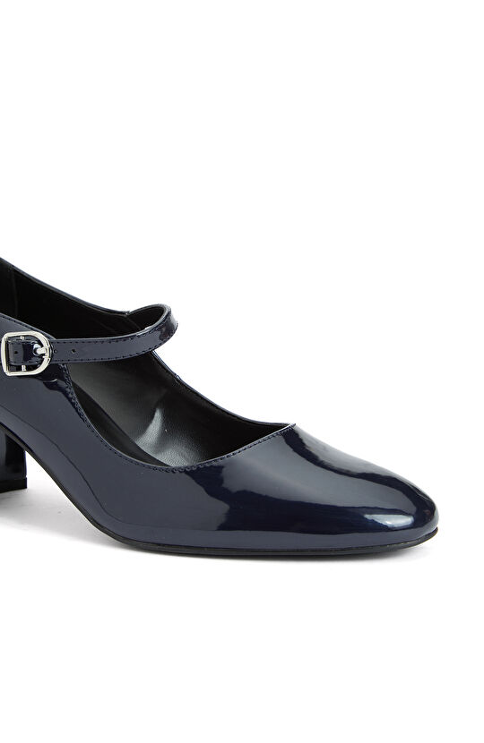 Lacivert Kadın Topuklu Rugan Mary Jane Ayakkabı