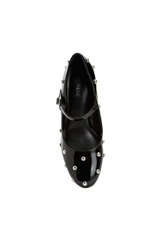 Siyah Taşlı Kadın Mary Jane Ayakkabı