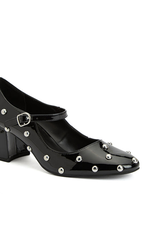 Siyah Taşlı Kadın Mary Jane Ayakkabı