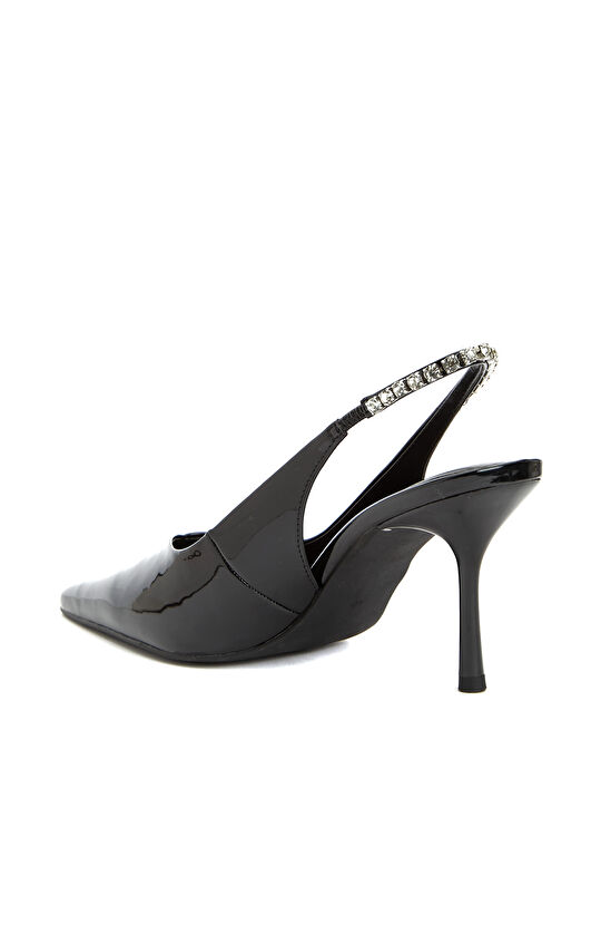 Siyah Taşlı Topuklu Ayakkabı
