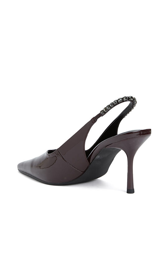 Bordo Taşlı Topuklu Ayakkabı