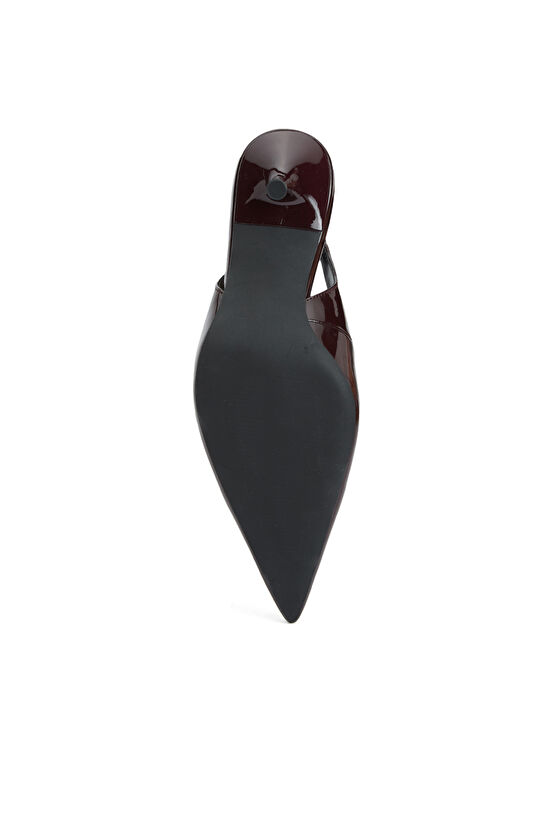 Bordo Taşlı Topuklu Ayakkabı