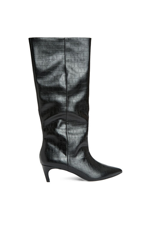 Siyah Kroko Desenli Çizme