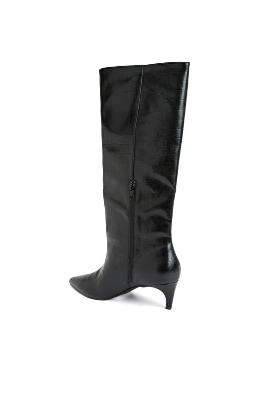 Siyah Kroko Desenli Çizme