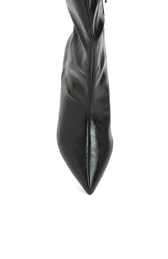 Siyah Kroko Desenli Çizme