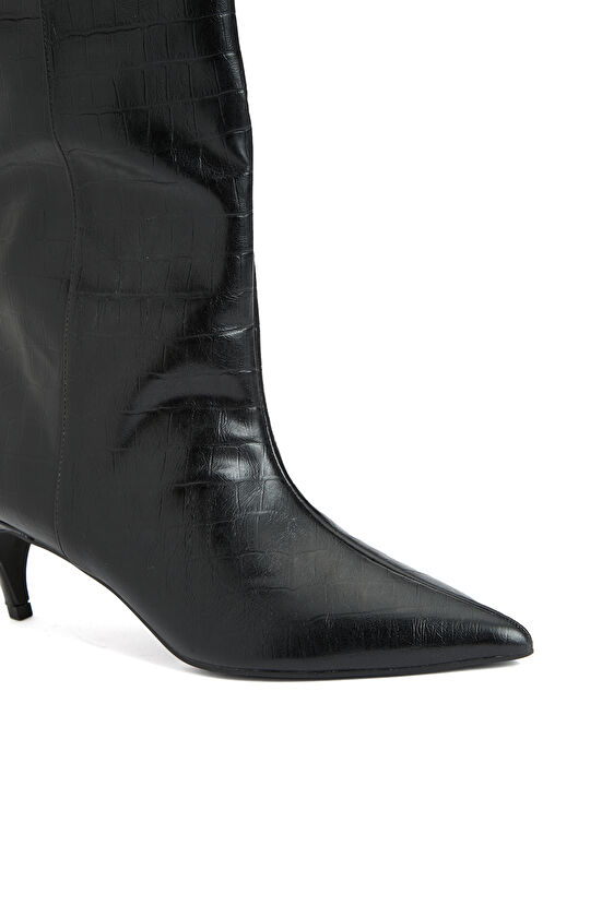 Siyah Kroko Desenli Çizme