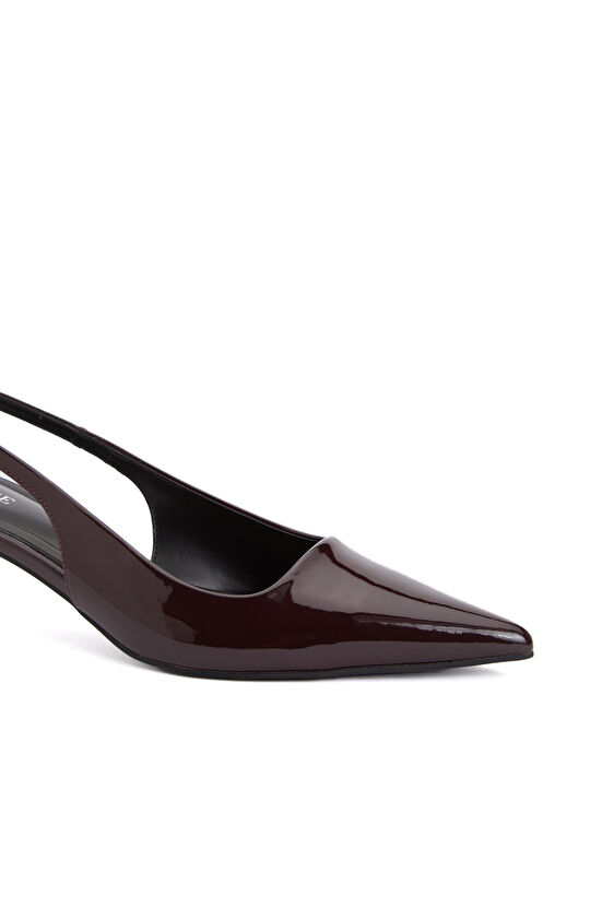 Bordo Bantlı Topuklu Sandalet