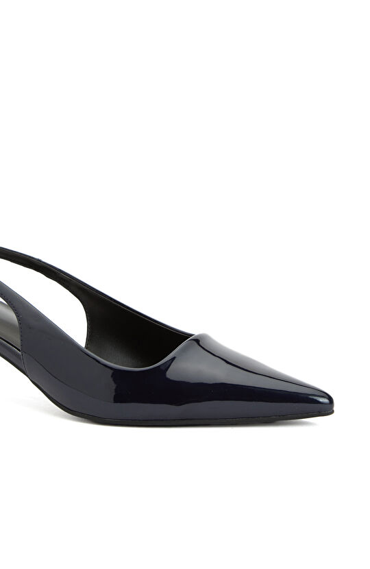 Lacivert Bantlı Topuklu Sandalet