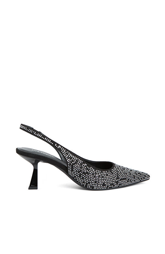 Gümüş Kadın Taşlı Topuklu Ayakkabı